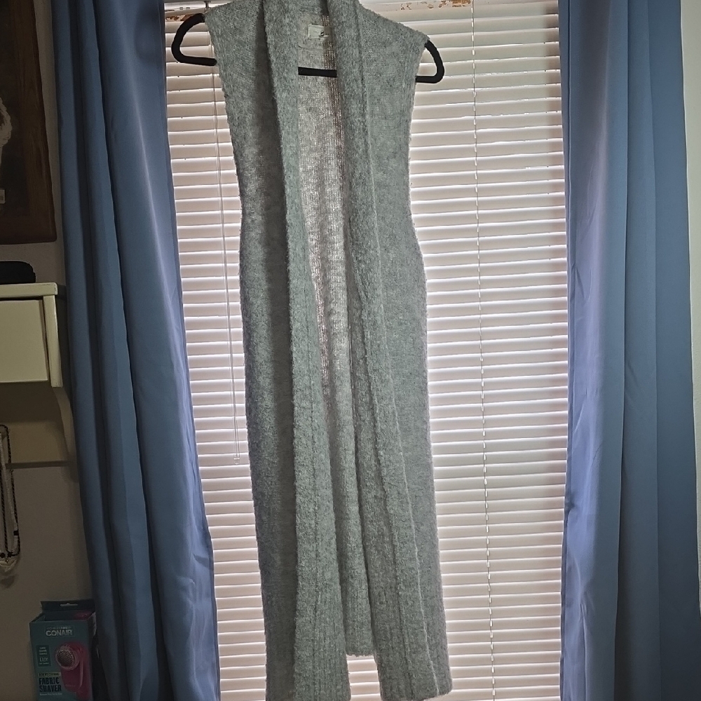 Lou & Grey Gray Ribbed Knit Cardigan